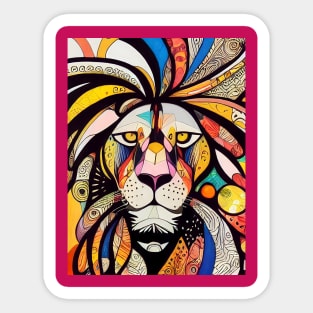 Abstract lion face from ornament. Sticker